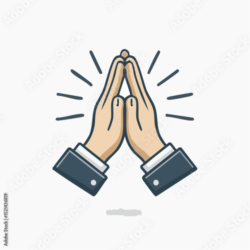 Vector simple linear illustration, hand poster, logo, print design template, hand drawn hands making high five, gesture in minimal modern art style