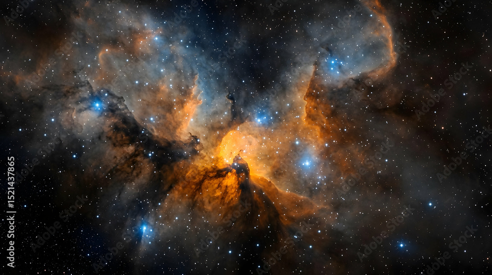 Obraz premium Colorful Deep Space Nebula With Star Clusters