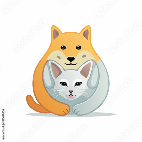 Vector logo design template for pet shops, veterinary clinics and homeless animals shelters -cat, dog and bird - friendly pets - badge for websites