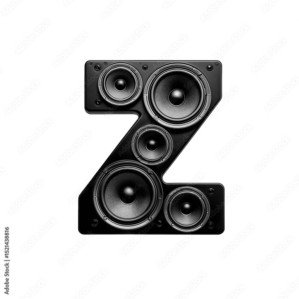 Fototapeta premium Letter Z made of a studio speaker. Modern sound system, audio equipment.