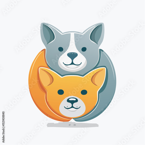 Vector logo design template for pet shops, veterinary clinics and homeless animals shelters -cat, dog and bird - friendly pets - badge for websites