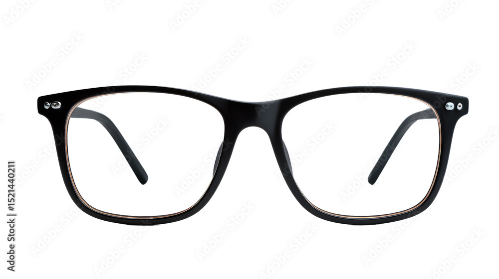 Fototapeta premium Stylish Eyeglasses: Classic black eyeglasses, epitomizing modern fashion and intellectual charm, stand alone with a touch of elegance and sophistication.