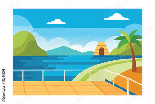 summer landscape with the sea and palms