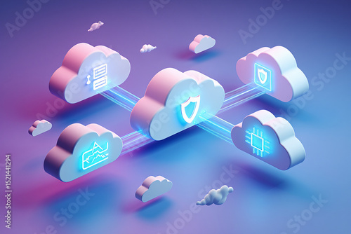 Cloud computing network security data protection and storage technology concept