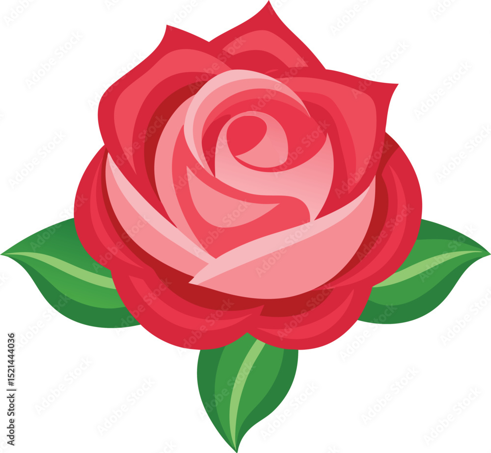 Flat Design Rose icon on white background Flat Design Rose icon on white background