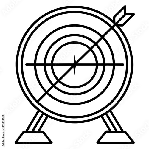 Hitting the bullseye, an arrow pierces the target, symbolizing business success and accurate aim in competition