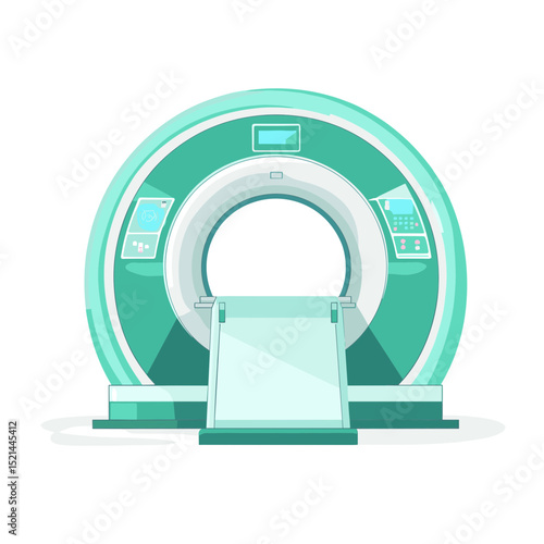 Teal Computed Tomography Scanner Illustration for Medical Diagnostics and Advanced Healthcare Technology