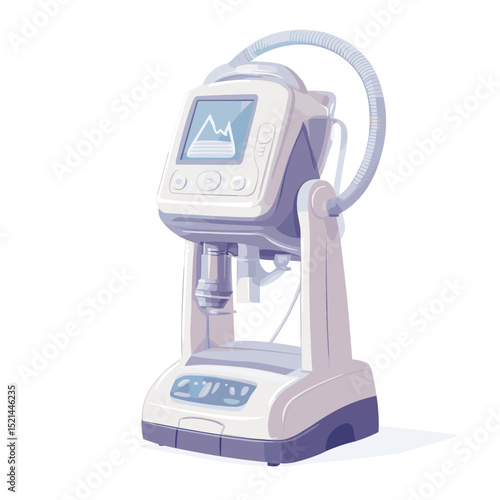 Ventilator Machine Medical Equipment on White Background Digital Illustration