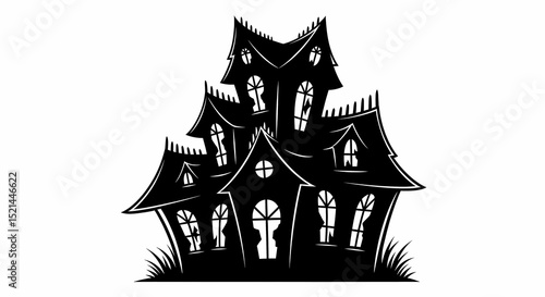 Spooky Haunted Mansion Illustration Halloween Vector Graphic