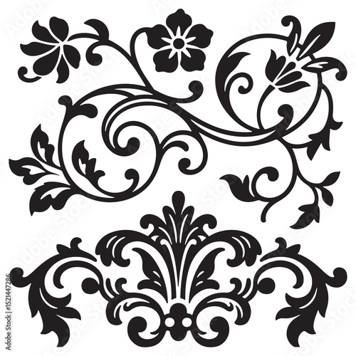 set of floral elements