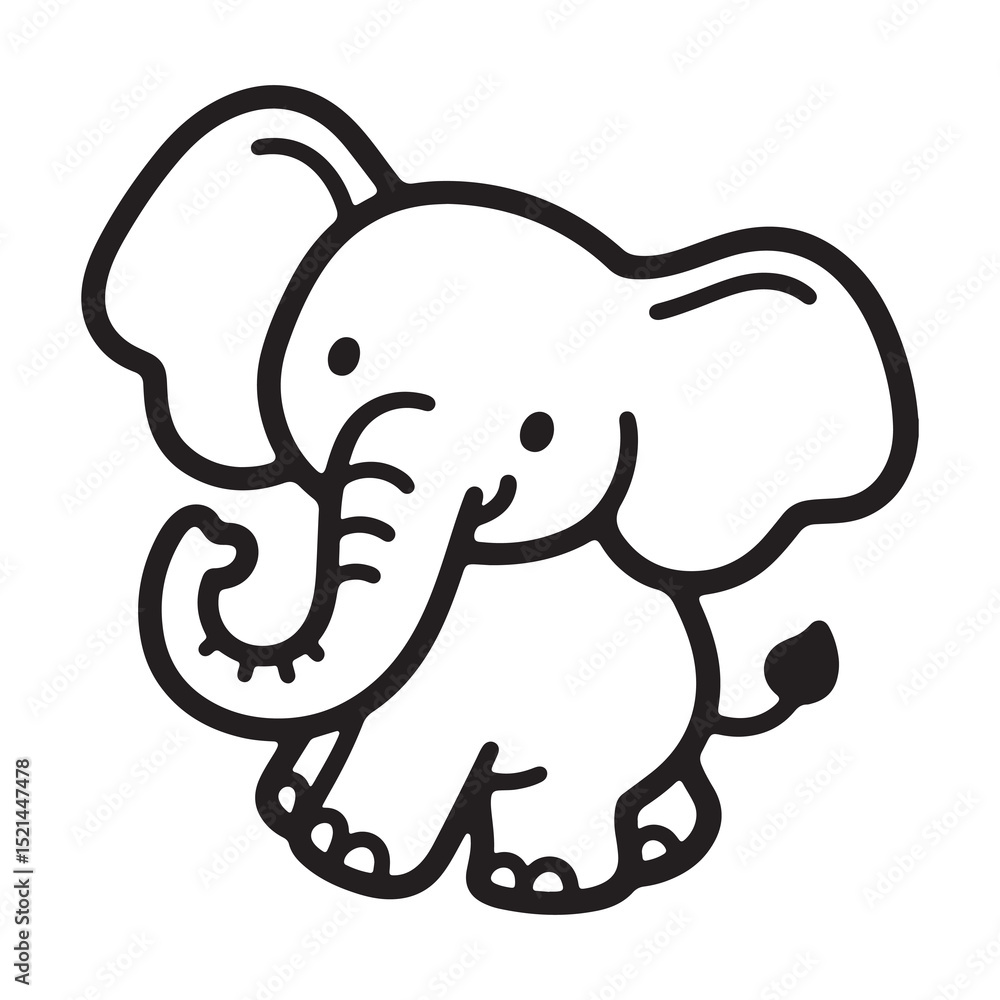 Cute cartoon elephant vector illustration with fun animal characters Cute cartoon elephant vector illustration with fun animal characters