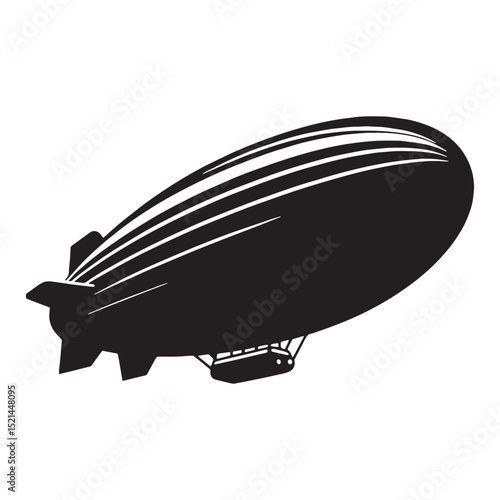 Airship Blimp silhouette cruising the clouds – Blimp illustration – Minimalist Blimp vector – Vehicle silhouette

