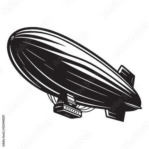 Smooth Blimp silhouette gliding in the sky – Blimp illustration – Minimalist Blimp vector – Vehicle silhouette

