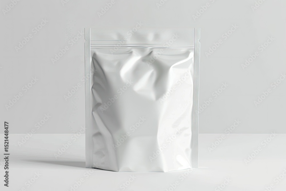 Sharp Picture of White Standup Pouch with Zipper Isolated on Gray Background Sharp Picture of White Standup Pouch with Zipper Isolated on Gray Background
