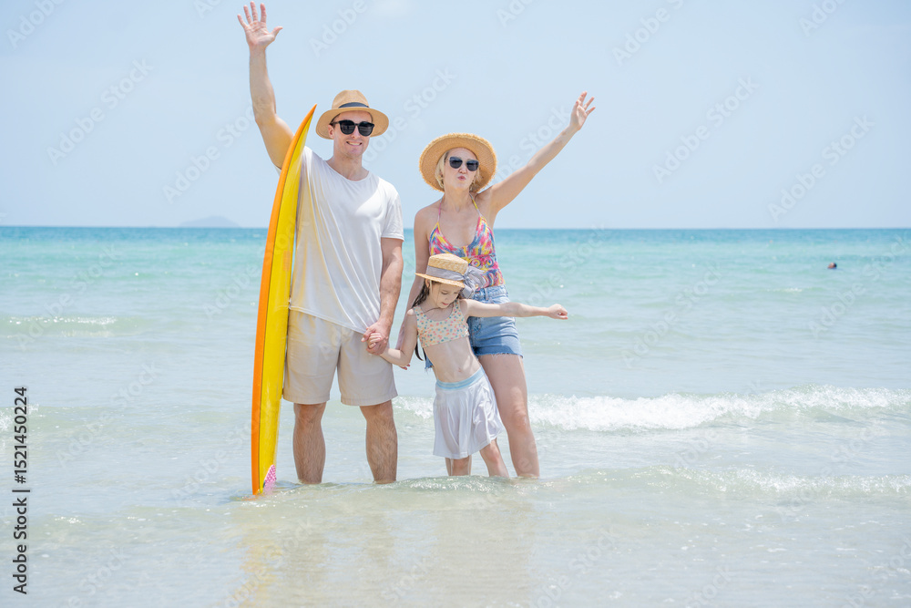 Happy family on the beach. father. with the father, mother, and children playing together by the sea. Joyful Family moment of togetherness, lifestyle of people on a relaxing holiday by the ocean. Happy family on the beach. father. with the father, mother, and children playing together by the sea. Joyful Family moment of togetherness, lifestyle of people on a relaxing holiday by the ocean.