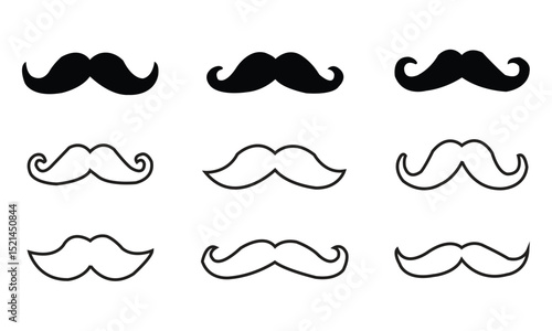 Different mustache collection. Vector illustration
