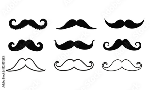 Different mustache collection. Vector illustration