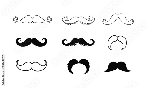 Different mustache collection. Vector illustration