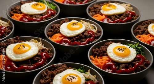 Wallpaper Mural Korean Bibimbap Bowls Topped With Fried Egg And Vegetables Culinary Presentation Torontodigital.ca