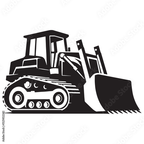 Slika na platnu Industrial Workhorse Bulldozer silhouette – Bulldozer illustration – Minimalist