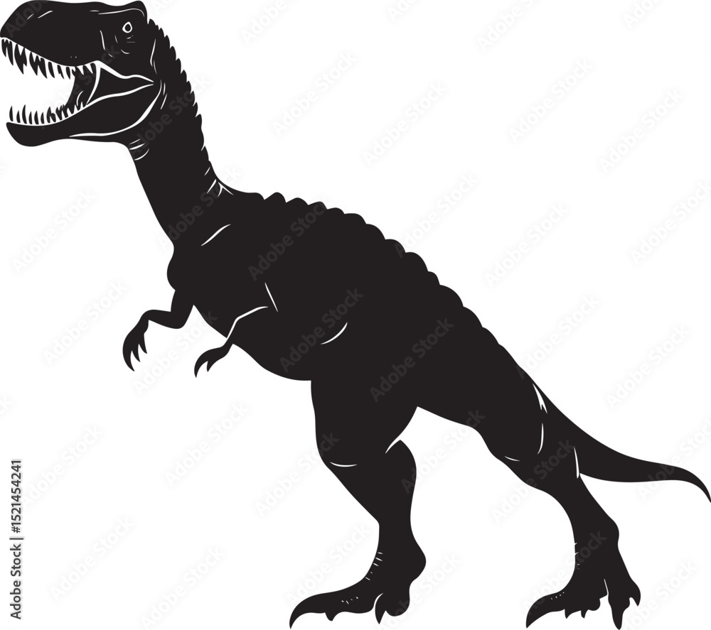 Allosaurus - A large bipedal predator with a muscular body, long tail, and sharp teeth. full length silhouette black vector illustration Allosaurus - A large bipedal predator with a muscular body, long tail, and sharp teeth. full length silhouette black vector illustration