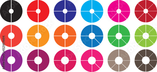  Colorful Pie chart set all Color Circle pie chart diagram