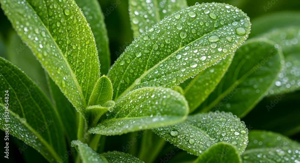 Verdant Foliage Drenched With Dew Drops Sparkling In Morning Light Verdant Foliage Drenched With Dew Drops Sparkling In Morning Light