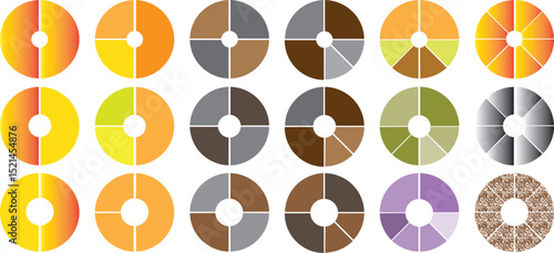 Pie chart set color circle pie chart diagram 