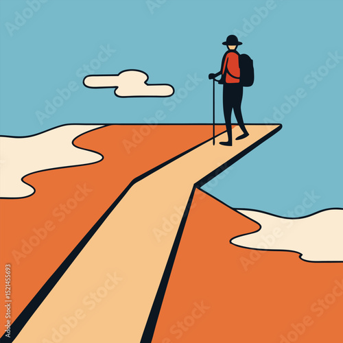 Hiker at the Path's Vantage Point