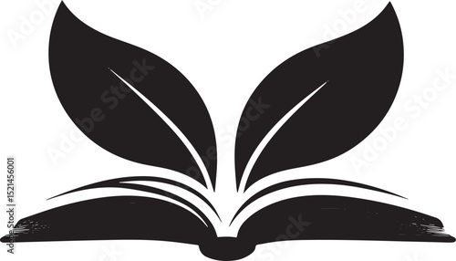Stylish Literary Logo A modern black and white design integrating aspects of nonfiction and fiction literature on a white backdrop.