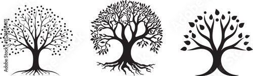 tree of life black logo black vector illustration