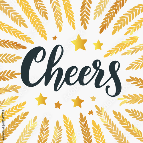 Vector hand lettering phrase cheers, design element for greeting cards and party invitations