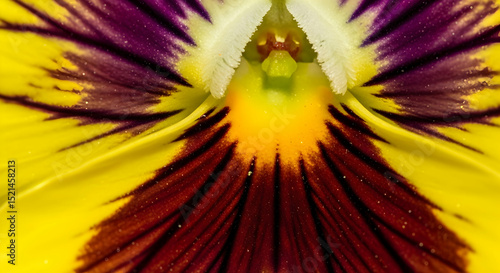 Intricate Details Revealed Close Up View of a Vibrant Pansy Flower