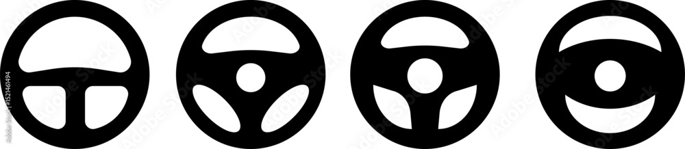 Fototapeta premium Car Steering wheels icon set. vehicle feature present. user interface projects
