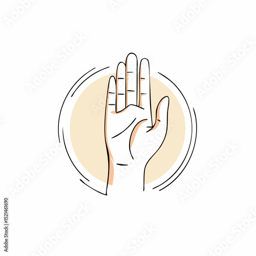 Vector simple linear illustration, hand poster, logo, print design template, hand drawn surfer gesture in minimal modern art style