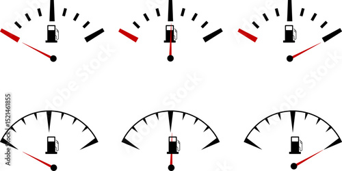 Fuel Meter set. speedometer icon. Low, medium, high speedometer sign. Rating Speedometer