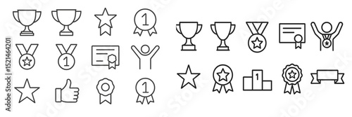 Awards and achievements collection showcasing various icons representing success and recognition in different fields