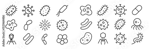 Various drawings of bacterial shapes and forms illustrating the diversity of microorganisms and their characteristics