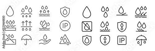 Water-related icons representing different conditions and concepts, useful for design and information purposes