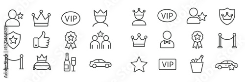 Collection of VIP and luxury icons representing exclusivity and high status in various contexts and events