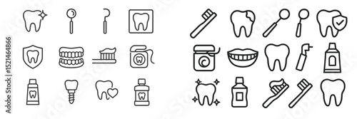 Dental icons collection for oral health representation in various services and care products