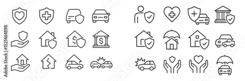 Various icons representing health, safety, and insurance concepts displayed in a grid format