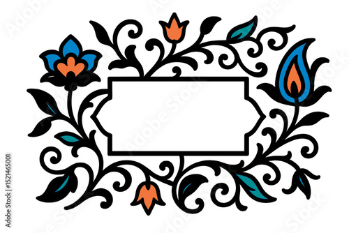 Colorful floral design featuring decorative elements suitable for personalized announcements or greetings
