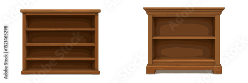 Wooden bookshelves displayed side by side in a well-lit living room for storage and organization