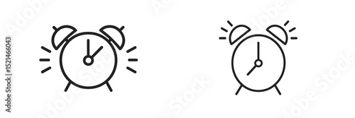 Alarm clocks ringing and indicating time management in a minimalist style