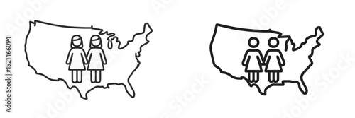 Couples united in love across the United States with symbols of inclusion and acceptance in diverse locations