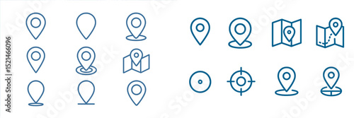 Various designs of location markers and maps for digital navigation and geolocation services
