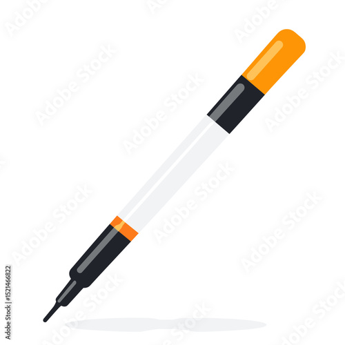 Isolated Close Up Illustration of a Dual Tipped Orange Marker on White Background for Writing or Drawing