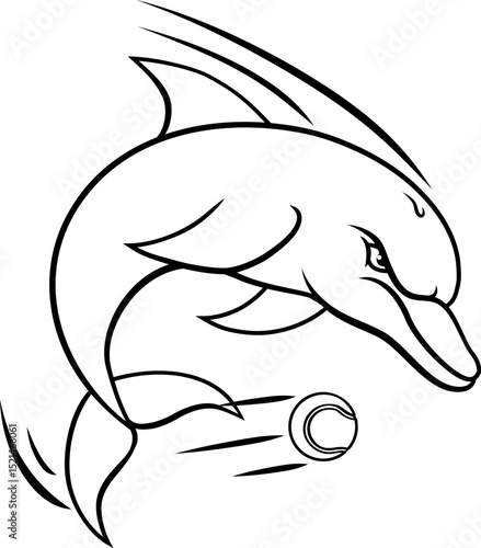 Dolphin animal mean tough tennis sports team mascot hitting a tennis ball