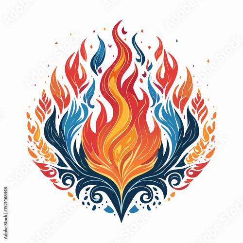 Vector design set, flames and fire, acid neo tribal shapes, y2k elements and abstract illustrations in gothic style, gothic and acid tattoos and print templates